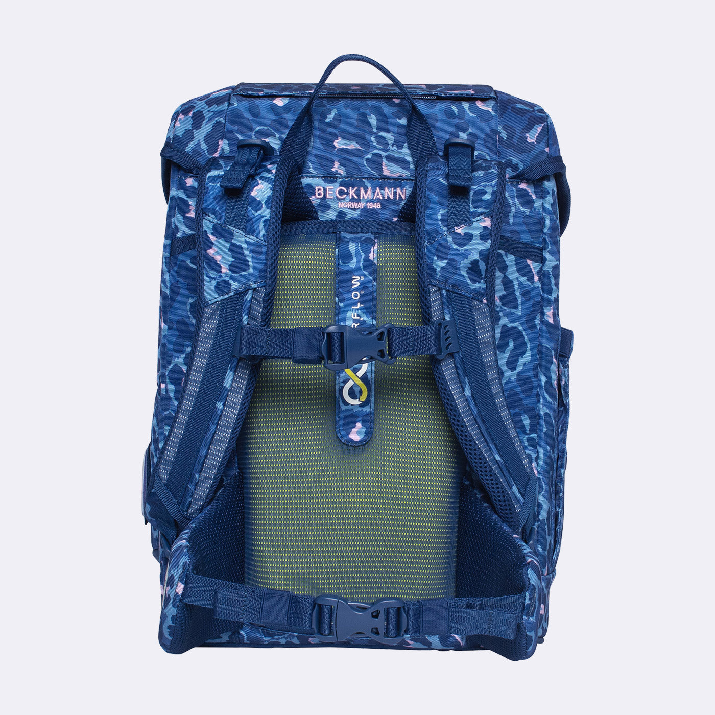 Zaino Scuole Beckmann Plus Air 22L 6 Pezzi Con Astuccio E Sportiva: Set Completo Per Bambini, Cheeta (Blu/Rosa), Leggero E Riflettente